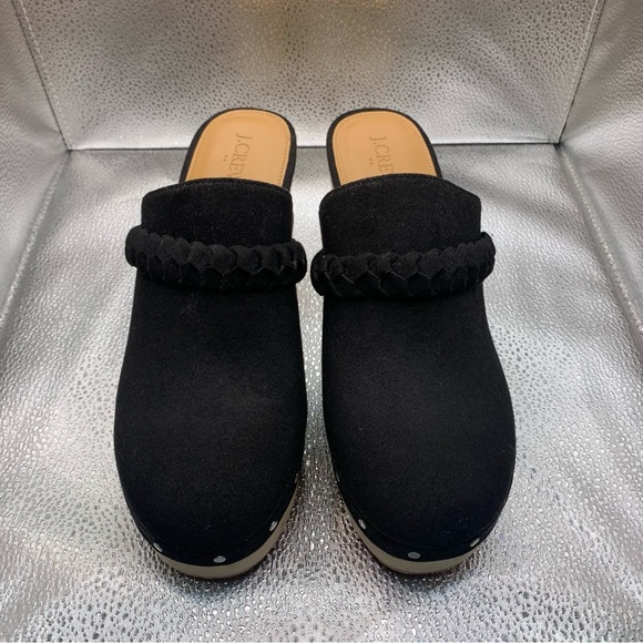 J.Crew Women's Sueded Vegan Leather Clogs Black With Silver Stud Detail 9.5 - Picture 2 of 9